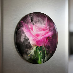 Rosa Aquarell auf schwarzem Hintergrund Magnet