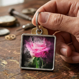 Rosa Aquarell auf schwarzem Hintergrund Schlüsselanhänger