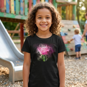 Rosa Aquarell auf schwarzem Hintergrund T-Shirt