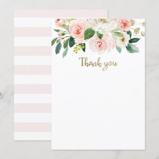 Rosa Aquarell-Baby-Shower-Dankeskarten Einladung
