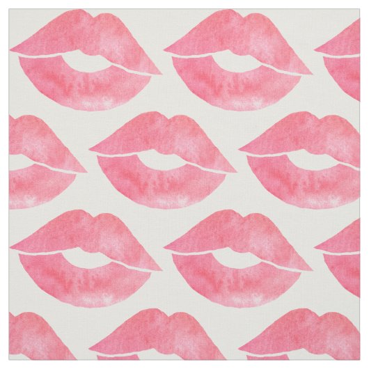 Rosa Aquarell-Blick-Lippenmuster Stoff (Muster)
