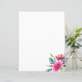 Rosa Aquarell-Blume (Stehend Vorderseite)