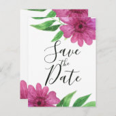 Rosa Aquarell Blume Blumenfeder Save the Date Ankündigungspostkarte (Vorne/Hinten)