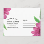 Rosa Aquarell Blume Blumenfeder Save the Date Ankündigungspostkarte (Rückseite)