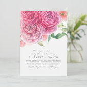 Rosa Aquarell Blume Botanische Babydusche Einladung (Stehend Vorderseite)