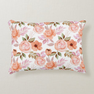 Rosa Aquarell-Blume Dekokissen