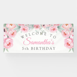 Rosa Aquarell-Blume, Girl Birthday Banner