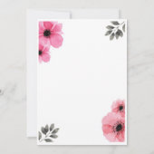 Rosa Aquarell Blume Hochzeitskarte Einladung (Rückseite)