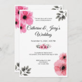 Rosa Aquarell Blume Hochzeitskarte Einladung (Vorne/Hinten)