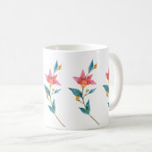 Rosa Aquarell-Blume Kaffeetasse (VorderseiteRechts)