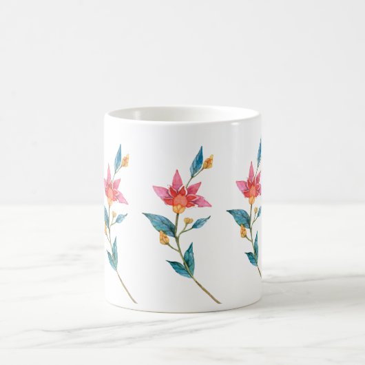 Rosa Aquarell-Blume Kaffeetasse (Mittel)