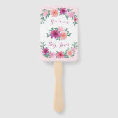 Rosa Aquarell Blume Kinderdusche Personalisiert Fächer (Rückseite)