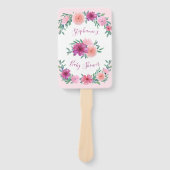 Rosa Aquarell Blume Kinderdusche Personalisiert Fächer (Vorderseite)