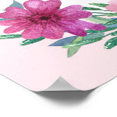 Rosa Aquarell Blume Kinderdusche Personalisiert Poster (Ecke)