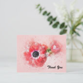 Rosa Aquarell Blume mit Blume Bug Postkarte (Stehend Vorderseite)