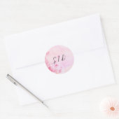 Rosa Aquarell-Blume Runder Aufkleber (Umschlag)
