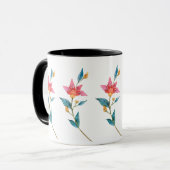 Rosa Aquarell-Blume Tasse (Vorderseite Links)