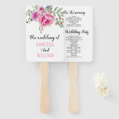 Rosa Aquarell Blume Typografie Hochzeitsprogramm Fächer (Vorne und Hinten)