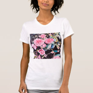 Rosa Aquarell-Blumen Blumenmalerei T-Shirt