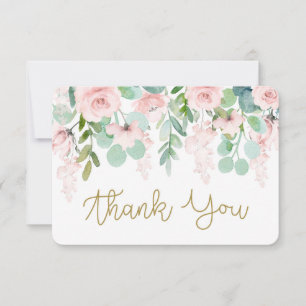 Rosa Aquarell-Blumen-Dankeskarten Dankeskarte