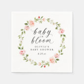 Rosa Aquarell Blumen Garten in Blüte Baby Shower Serviette (Vorderseite)