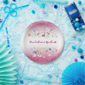 Rosa Aquarell Blumen Hochzeit Pappteller (Party)