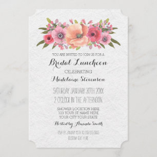 Rosa Aquarell-Blumen-Hochzeits-Lunch-Einladungen Einladung