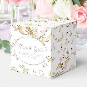 Rosa Aquarell Blumen Hochzeitsdusche Quadrat Geschenkschachtel