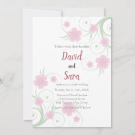 Rosa Aquarell-Blumen-Hochzeitseinladung | Sanft Einladung