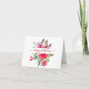 Rosa Aquarell Blumen personalisiert Karte