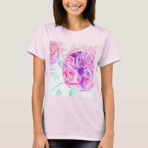 Rosa Aquarell Blumen Rosen T-Shirt