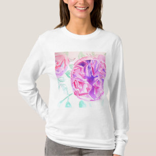 Rosa Aquarell Blumen Rosen T-Shirt