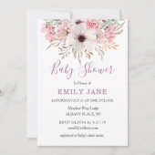 Rosa Aquarell-BlumenBabyparty-Einladung Einladung (Vorderseite)