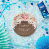 Rosa Aquarell Blumenbraun Brautparty Pappteller (Party)