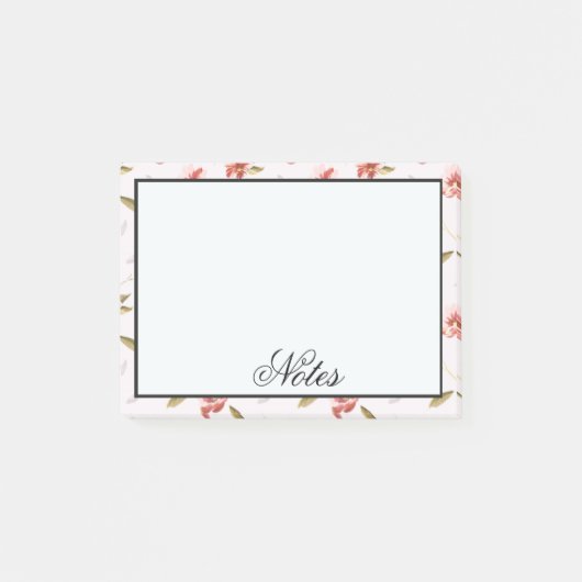 Rosa Aquarell-Blumengarten Post-it Klebezettel (Vorderseite)