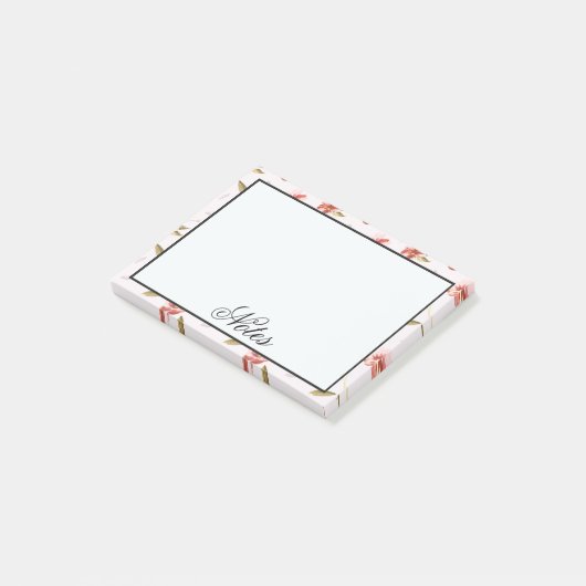 Rosa Aquarell-Blumengarten Post-it Klebezettel (angewinkelt)