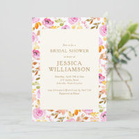 Rosa Aquarell-Blumenmuster-Braut-Duschparty