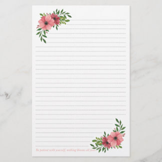 Rosa Aquarell-Blumenmuster Briefpapier