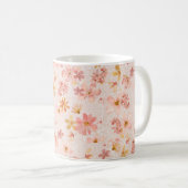 Rosa Aquarell-Blumenmuster Kaffeetasse (VorderseiteRechts)
