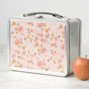 Rosa Aquarell-Blumenmuster Metall Brotdose