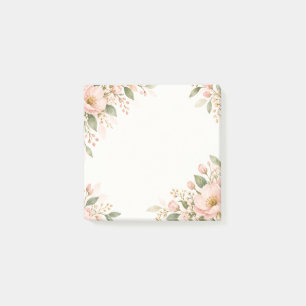 Rosa Aquarell Blumenrand Post-it Klebezettel