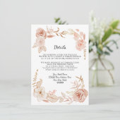 Rosa Aquarell Blumenterrasse Cotta Details im Hote Einladung (Stehend Vorderseite)