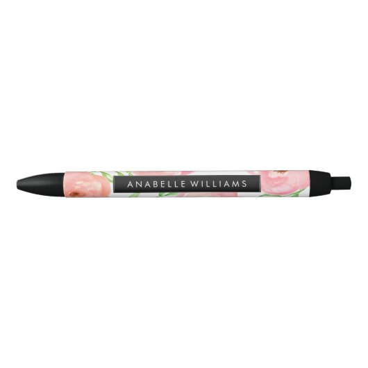 Rosa Aquarell-Blüte Kugelschreiber (Vorderseite)