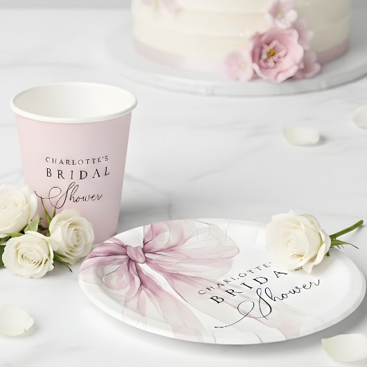 Rosa Aquarell-Bogen Brautparty Pappteller