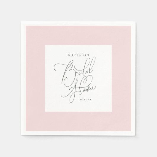 Rosa Aquarell Brautparty Serviette (Vorderseite)