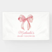 Rosa Aquarell Coquette Bow Minimal Babydusche Banner (Horizontal)