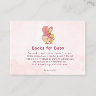 Rosa Aquarell Entlein Mädchen Bücher für Baby Begleitkarte