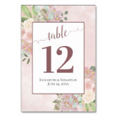 Rosa Aquarell Flora Elegante Boho Chic Hochzeit Tischnummer (Rückseite)