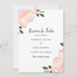 Rosa Aquarell Flora Elegante Hochzeit Save The Date