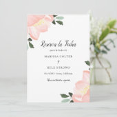 Rosa Aquarell Flora Elegante Hochzeit Save The Date (Stehend Vorderseite)